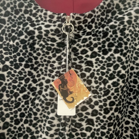 Vintage Handmade Leopard Print Faux Fur Jacket - 90s - Metal Zipper - M/L - Picture 13 of 16